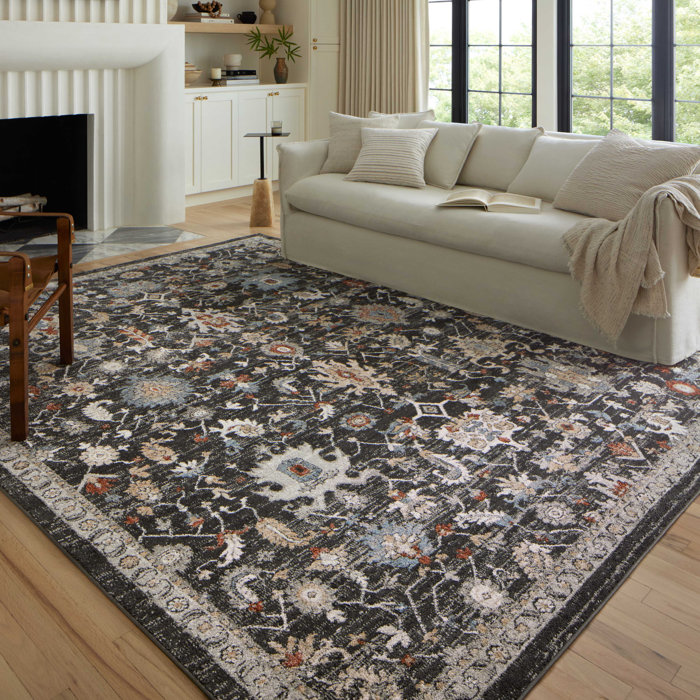 Canora Grey Anisha Performance Charcoal/Black Rug Wayfair